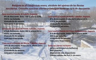 Ofertas Enero 2019. Casas rurales. Segovia.