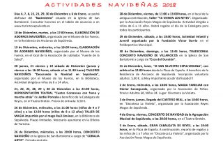 Navidad 2018 Sepúlveda. Actividades.
