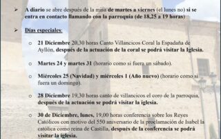 Actividades iglesia de Turégano. Navidad 2024/2025.
