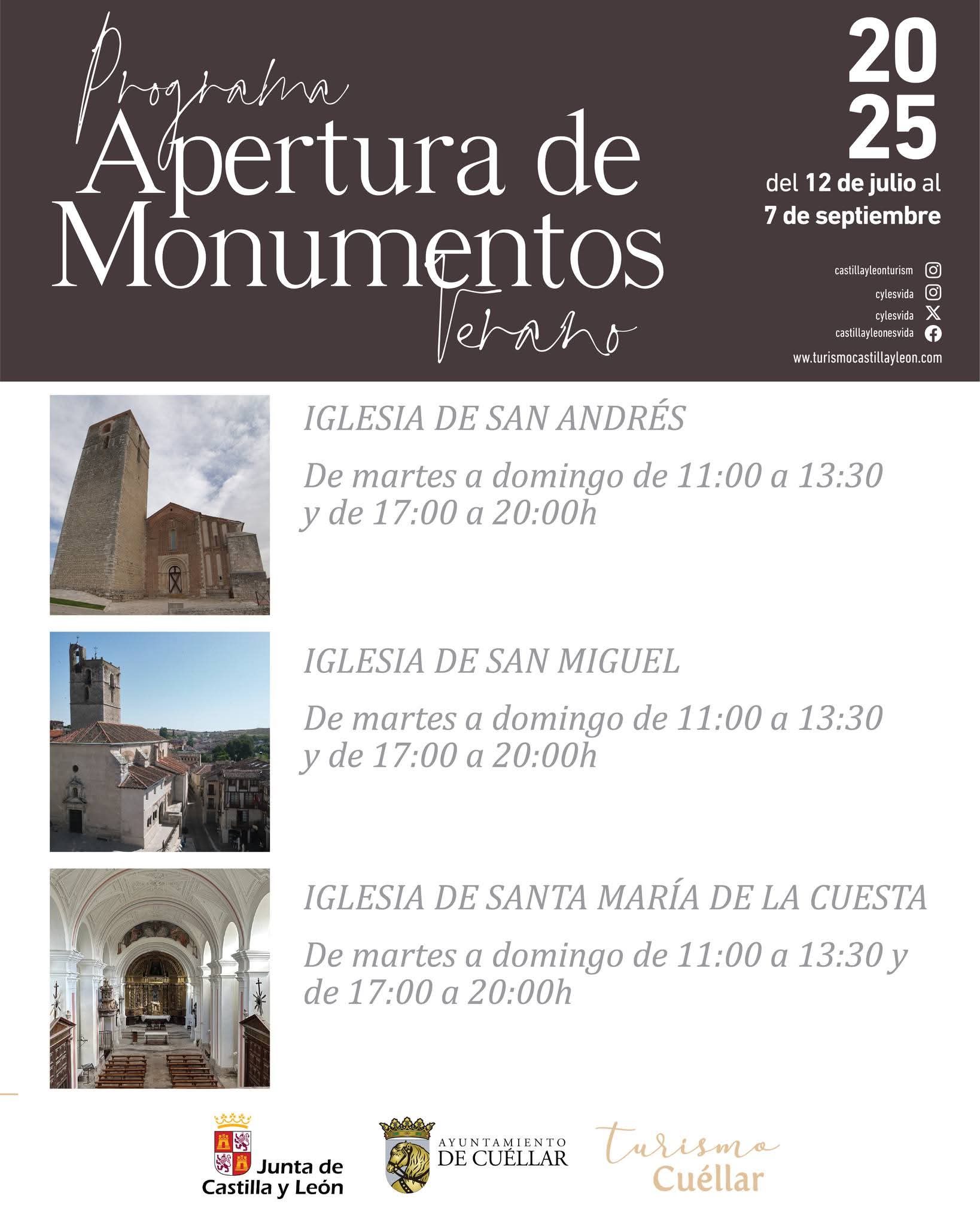 Programa de apertura de monumentos Verano 2025. Cuéllar