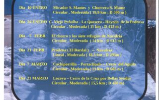 Calendario de Rutas del Primer Trimestre de 2026 en Riaza